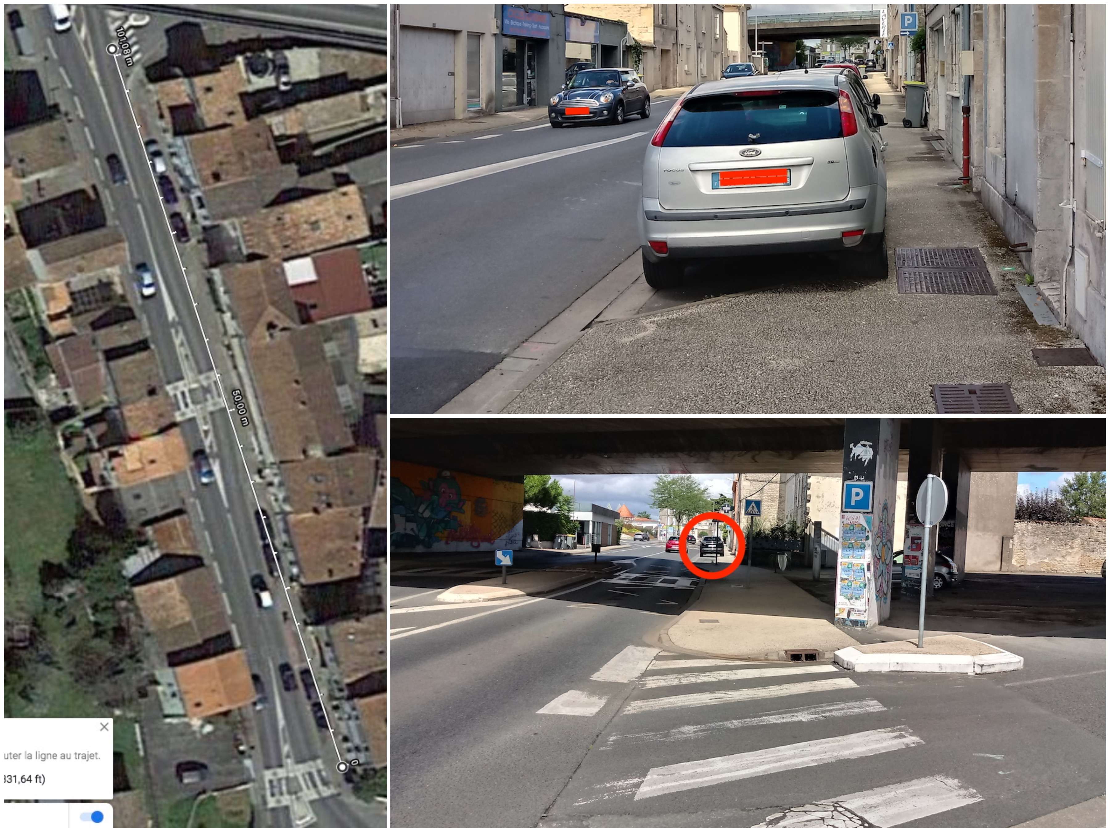 Cases de stationnement trop étroites : véhicules sur trottoir