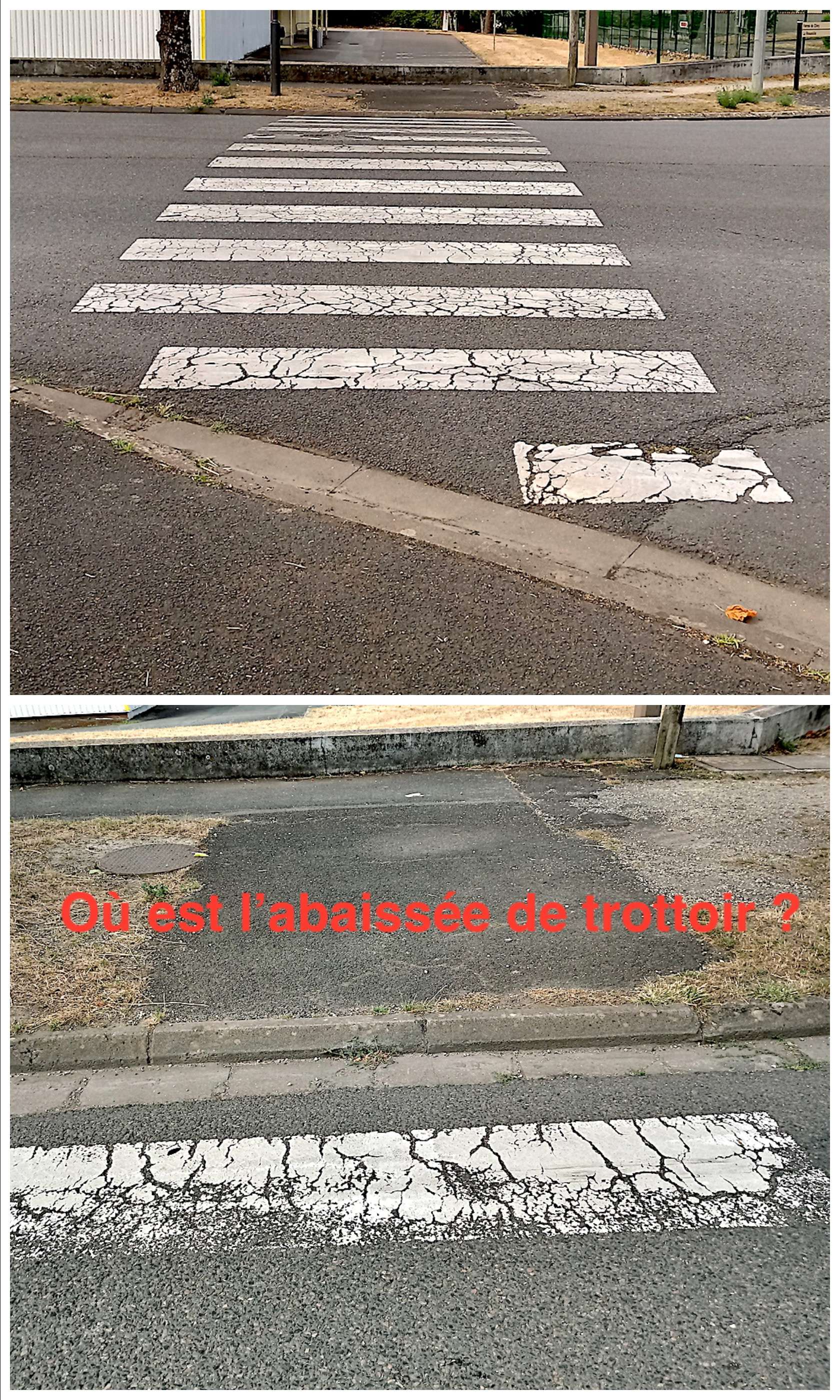 Abaissée de trottoir manquante