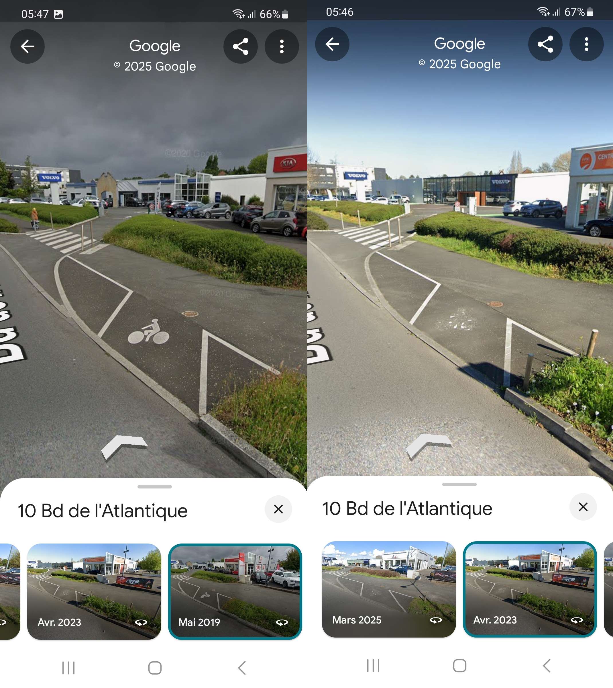 Piste cyclable sur trottoir EFFACEE